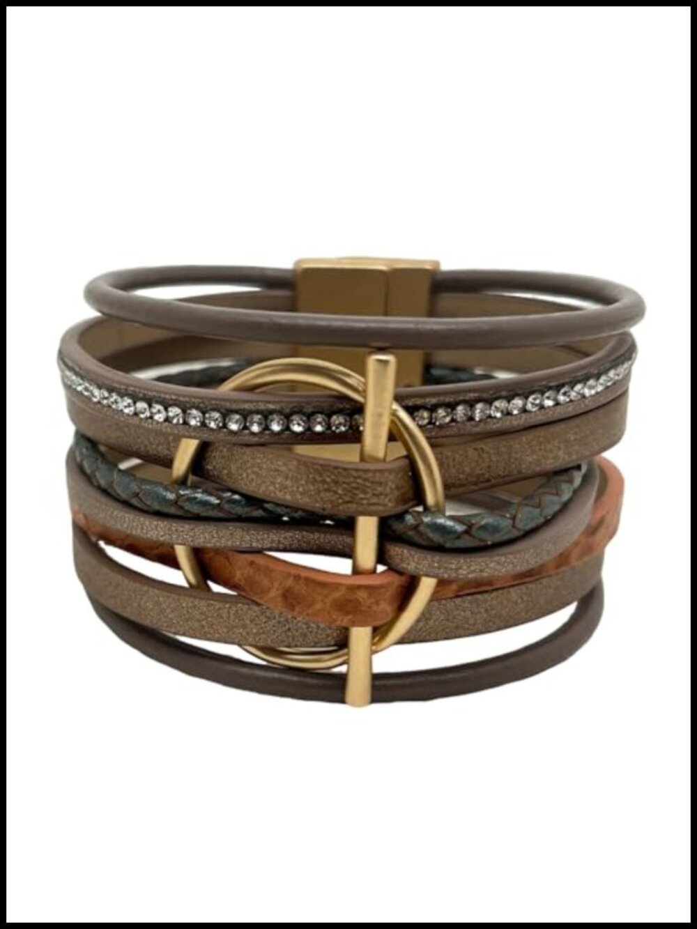Layered Leather Wrap Bracelet Multi Strand Minimalist Handmade Cuff